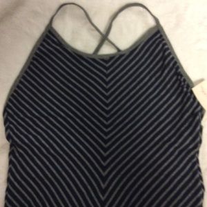 Lemon & Bloom Ribbed Blue & Grey Striped Bodysuit